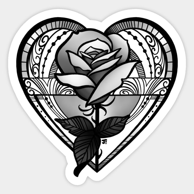 Rose and heart Sticker by Jhooray